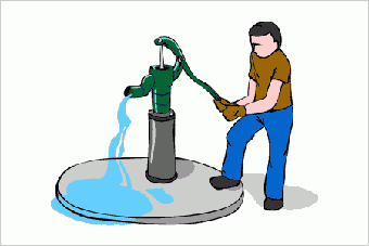 手動で操作する井戸のポンプ